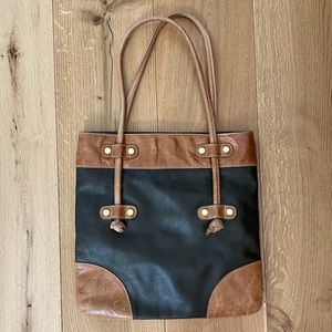 Pietro Alessandro Leather Tote, Gold Hardware, Caramel and Olive